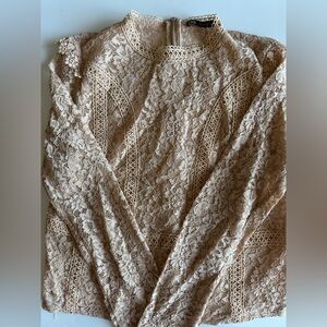 Zara Beige Lace Top